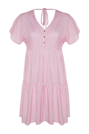 Trendyol Curve Pink Striped Woven Dress