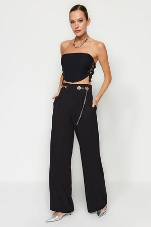 Trendyol Black Wide Leg Trousers with Accessory