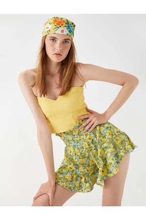 Koton Floral Shorts Waist Gippe Ruffled