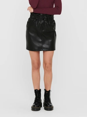 Black Women's Mini Leatherette Skirt ONLY Maiya - Women