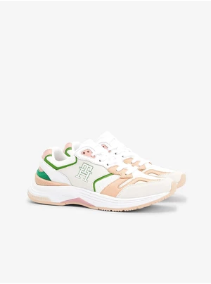Pink and White Women's Leather Sneakers Tommy Hilfiger - Women