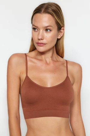 Trendyol Brown Seamless/Seamless Bustier with Straps