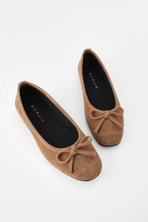 Marjin Women's Bowknot Balcony Flats with Tan Suede