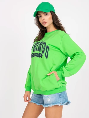 Cotton sweatshirt green and navy blue without hood