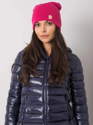 Women's hat with a beanie in pink color