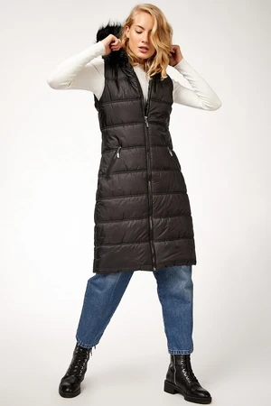 Bigdart 10233 Sheepskin Hooded Inflatable Vest - Black