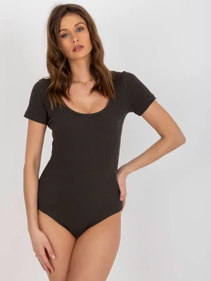 Basic khaki striped cotton bodysuit