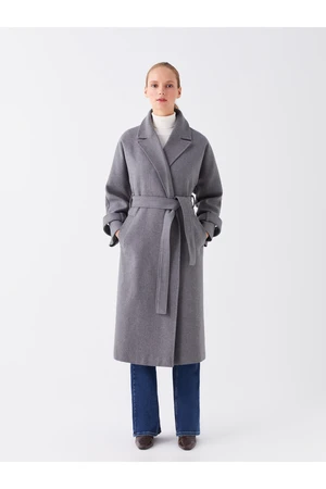 LC Waikiki Women's Jacket Collar Plain Cachet Coat