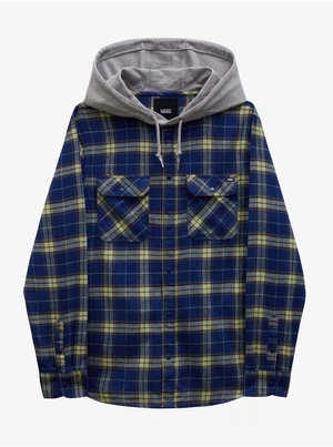 Yellow-Blue Men's Plaid Flannel Hooded Shirt VANS Parkway - Men