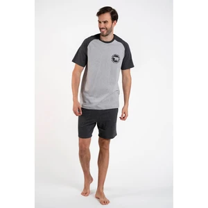 Men's pyjamas Morten, short sleeves, shorts - melange/dark melange