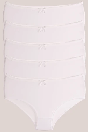 armonika Women's White Cotton Lycra High Waist Bato Panties 5 Pack