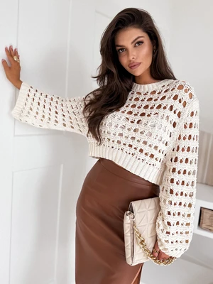 Women's openwork sweater DELIGHT light beige Dstreet