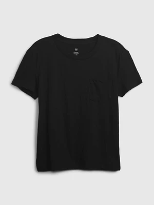 Čierne dievčenské tričko s vrecúškom GAP