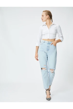 Koton Ripped Jeans Slightly Skinny Legs - Mom Jeans