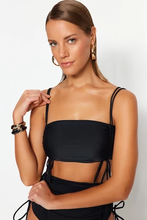 Trendyol Black Strapless Tunnel Bikini Top