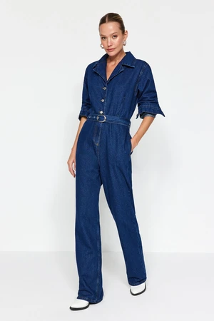 Trendyol Dark Blue Belt Denim Overalls