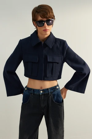 Trendyol Navy Blue Limited Edition Fitted Woven Jacket