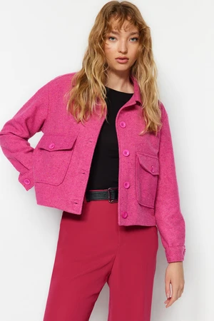 Trendyol Fuchsia Oversize Stamped Jacket Coat