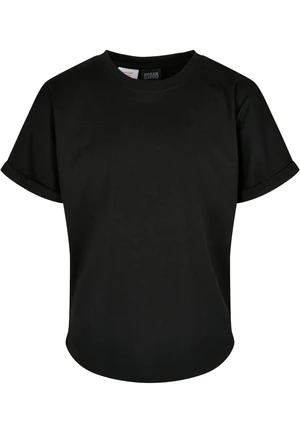 Long Shaped Turnup Tee T-Shirt for Boys - Black