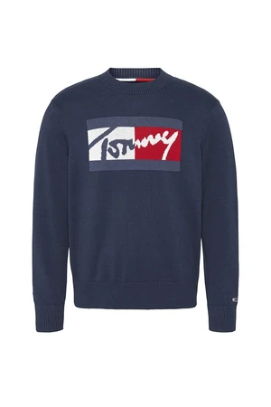 Tommy Jeans Sveter - TJM BRANDED SWEATER modrý