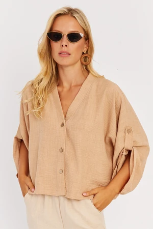 Cool & Sexy Women's Almond Bat Sleeve Short Shirt IO160