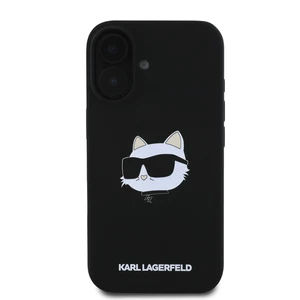 Zadní kryt Karl Lagerfeld Liquid Silicone Choupette Head MagSafe pro Apple iPhone 16, černá