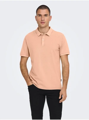 Meruňkové pánské basic polo tričko ONLY & SONS Travis - Pánské