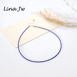 2mm Small Glass Crystal Necklaces for Women with 925 Sterling Silver Heart Tail Jewelry Chain Accessories for Choker Party