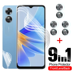 9in1 Hydrogel Film For Oppo A17 A17K 4G Camera Lens Protective Glass OppoA17 CPH2477 OppoA17K 6.56'' Back Cover Screen Protector