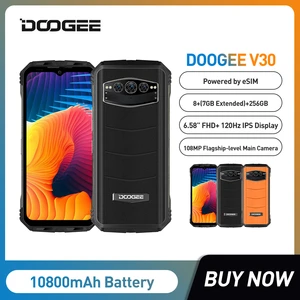 DOOGEE V30 eSIM Dual 5G Rugged Phone 10800mAh 6.58Inch FHD 120Hz Display Dimensity 900 6nm Dual Speakers 8GB+256GB 108MP Camera