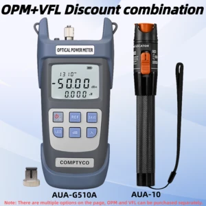 Optical Power Meter(OPM -50 ~+26dBm)&Visual Fault Locator(10/1/20/30/50mw VFL) FTTH Fiber Optic Cable Tester Tool Kit (Optional)