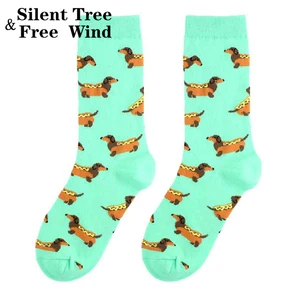 Funny Women Dachshund Crew Socks Novelty Fashion Hot Dog Pet Puppy Cartoon Cotton Sock For Lovers