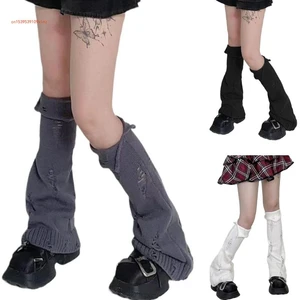 Womens Leg Socks Hollow Out Leg Warmers Knitted Socks Y2K Knee Socks for Skirt