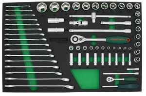 Modul - gola sada 1/4" a 1/2", 6hranné hlavice, očkoploché klíče - JONNESWAY S04H42165SV