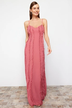 Trendyol Dusty Rose Woven Chiffon Long Evening Evening Dress