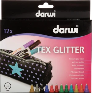 Darwi Tex Fabric Glitter Marker Set Set markere textile Mix 12 x 6 ml