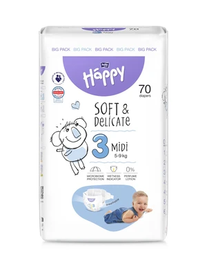 Bella Baby Happy Soft&Delicate 3 Midi 5–9 kg dětské pleny 70 ks