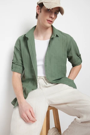 Trendyol Khaki Regular Fit Etamine Textured Shirt Shirt