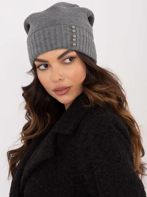 Dark grey winter hat with ribbing RUE PARIS