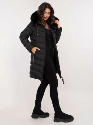 Black long winter jacket with hood