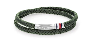 Tommy Hilfiger Zelený kožený náramek s ocelovým zapínáním 2790550