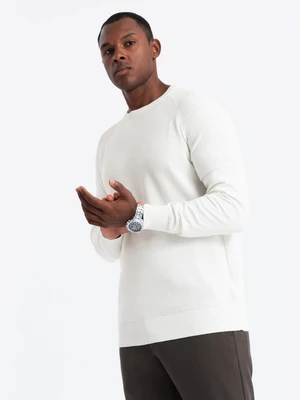 Ombre Men's raglan sweater with ribbed sleeves - white