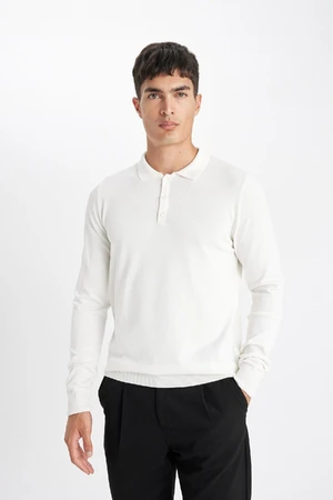 DEFACTO Standard Fit Regular Cut Polo Collar Soft Textured Premium Knitwear Sweater