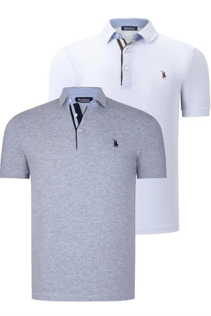 DUAL SET T8582 DEWBERRY MENS T-SHIRT-WHITE-GREY