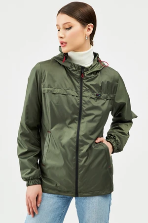 River Club Women's Khaki Waterproof Hooded Raincoat with Lined Pocket - Windbreaker Jacket