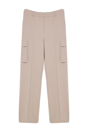 Trendyol Beige Cargo Straight Cut Woven Double Pocket Woven Trousers