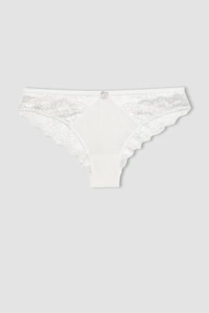 DEFACTO Fall In Love Bridal White Lace Brazilian Slip Panties