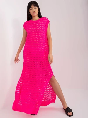 Fluo Pink Summer Knitted Sleeveless Dress