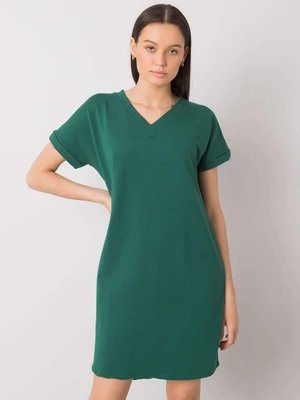 RUE PARIS Dark green women's cotton dress