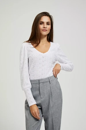 Openwork blouse with a V-neck